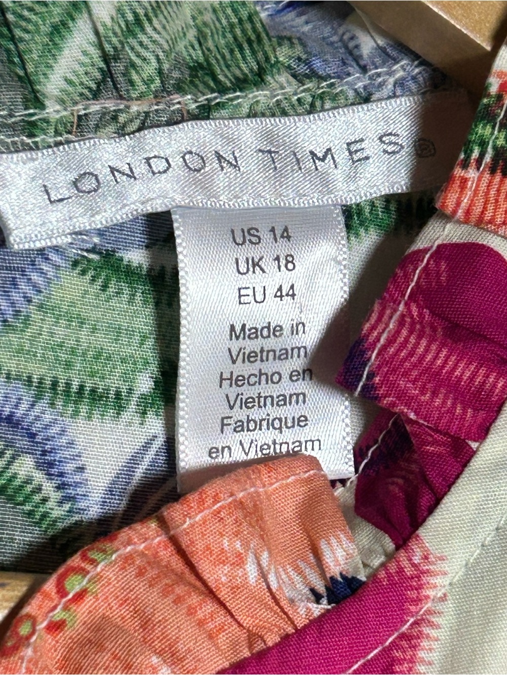 London Times Tropical Floral Sleeveless Maxi Dress - Cream with Pink, Orange - Picture 8 of 8